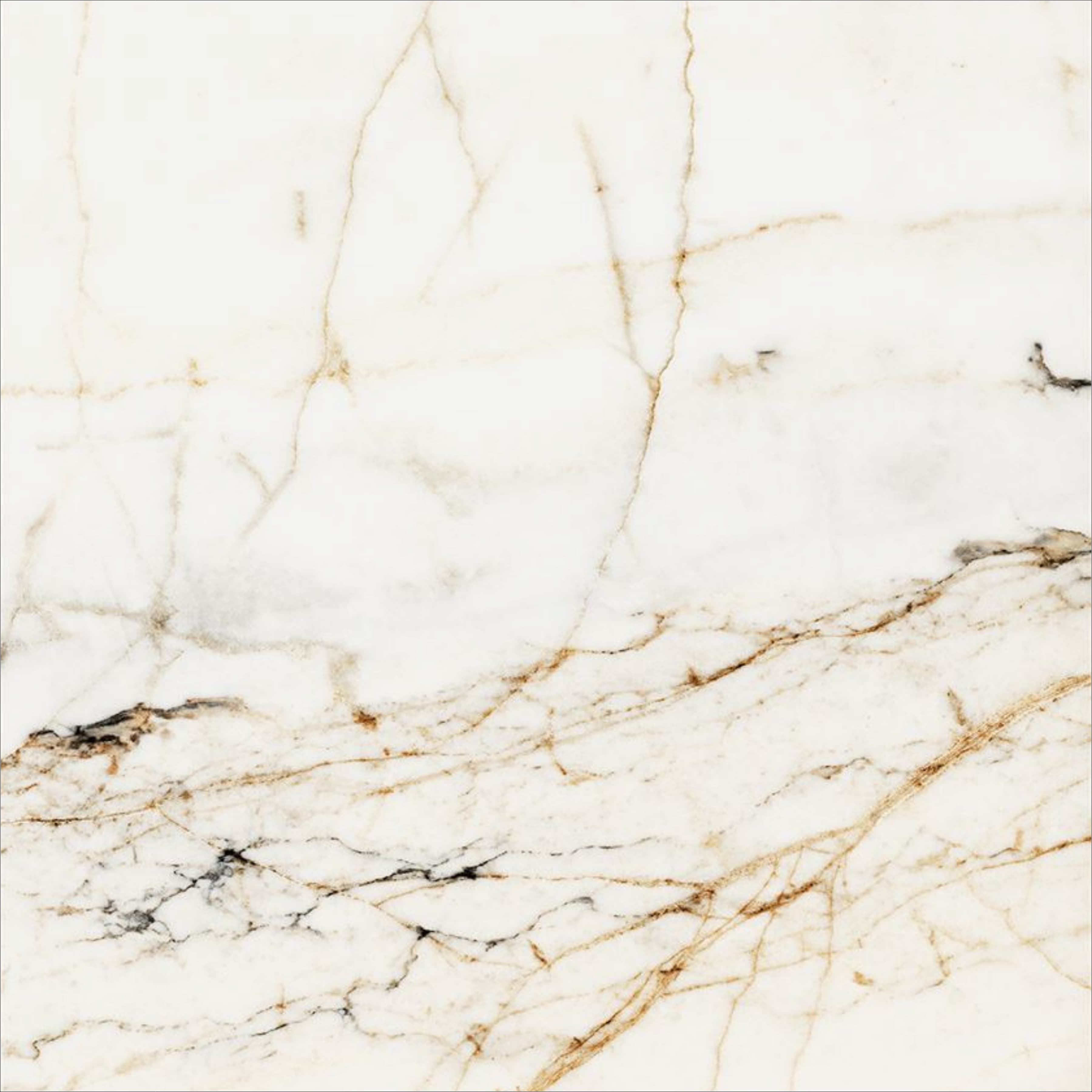 Afyon White marble-look porcelain slab with warm gold and black veining