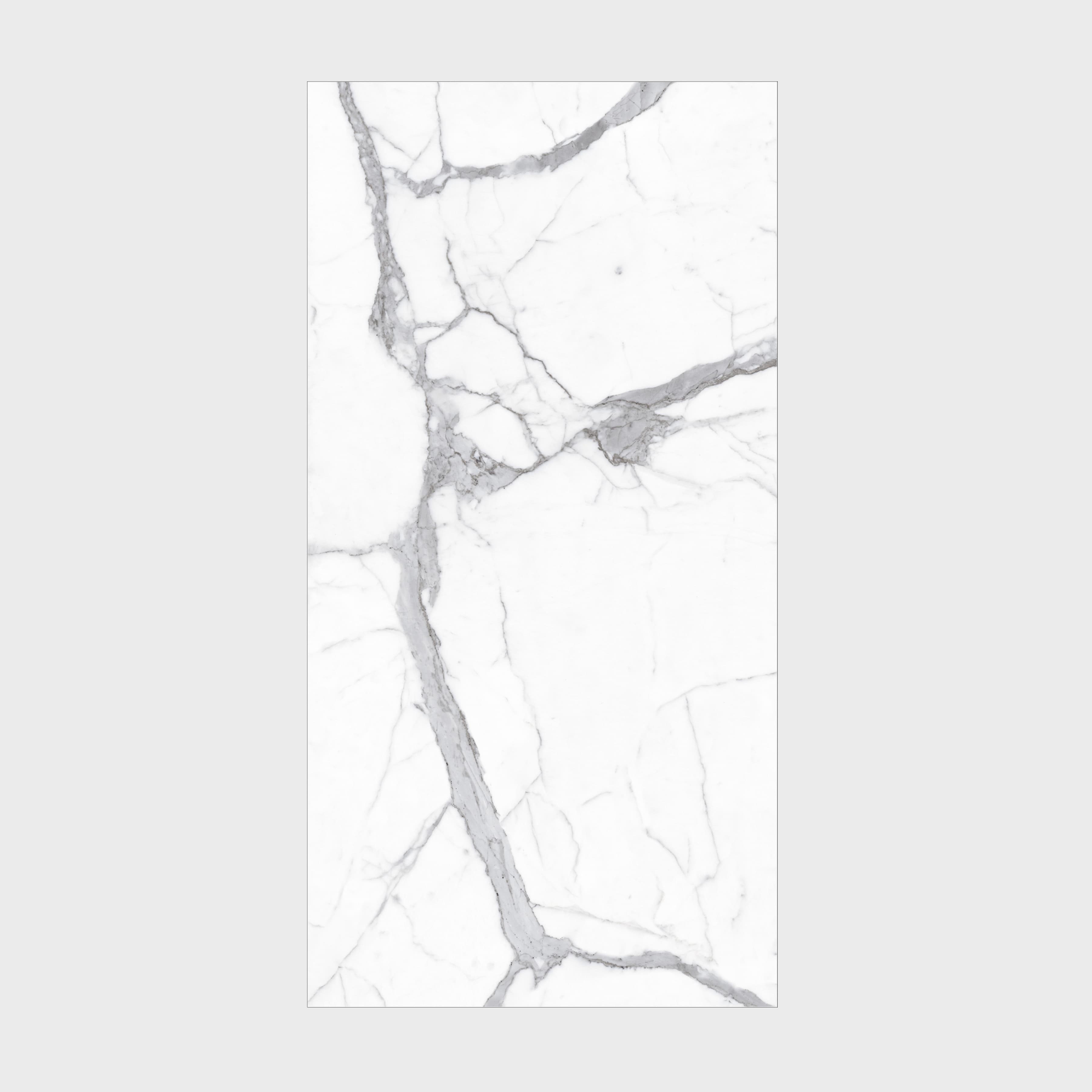 Alps Natural Statuario marble-look porcelain slab with bold grey veining