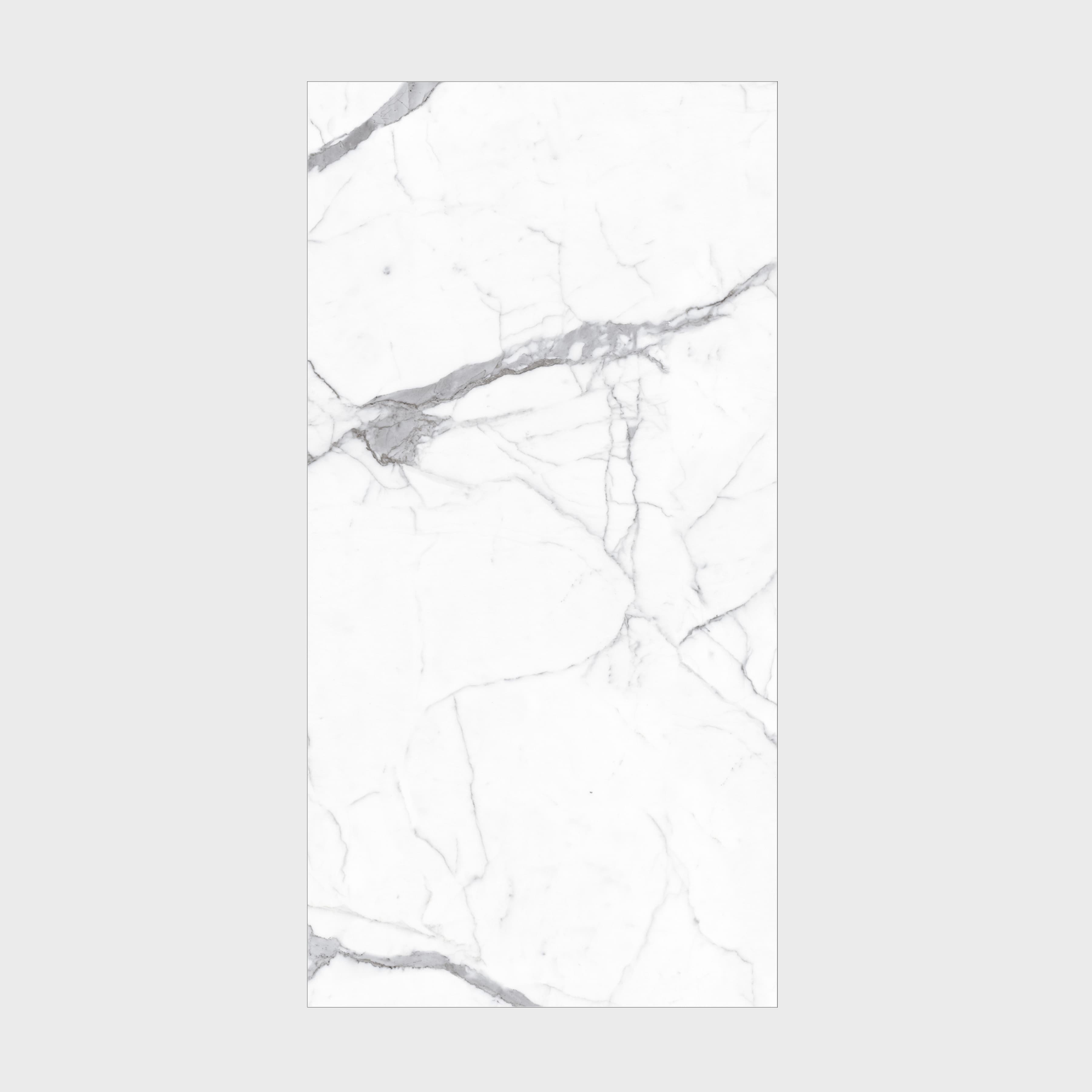 Large format Statuario white marble-effect porcelain slab for luxury UAE interiors