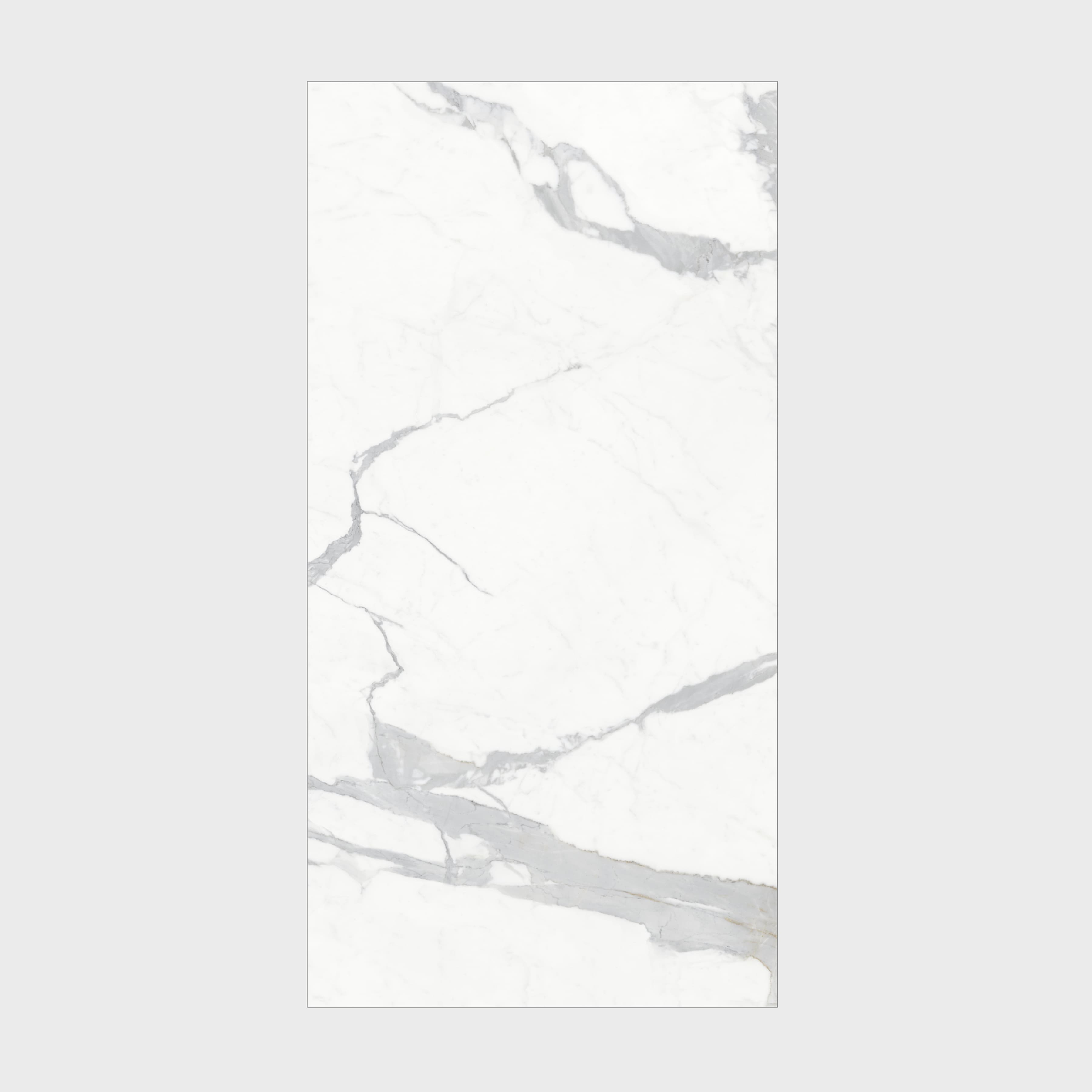 Calacatta Extra marble-look porcelain slab with bold grey veining