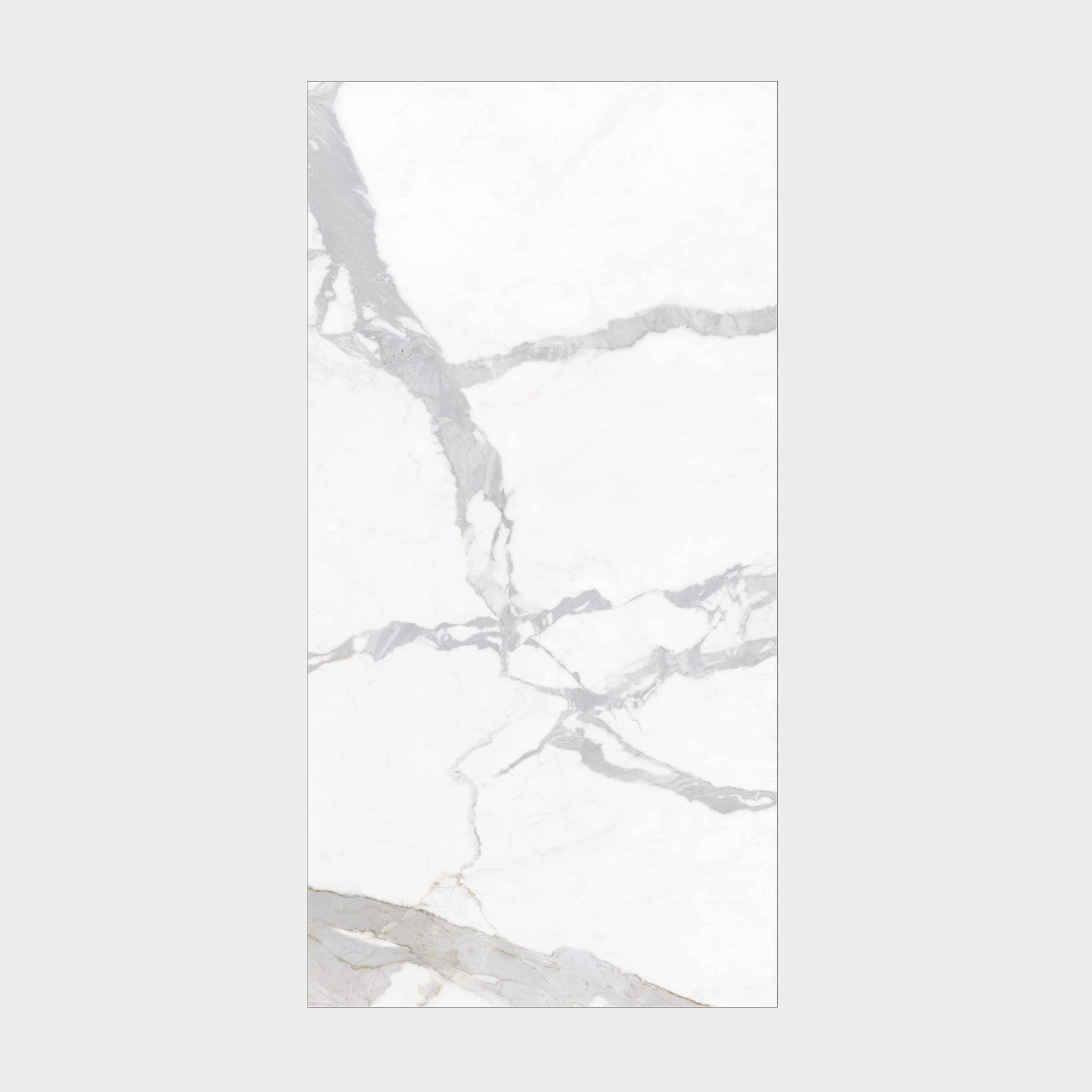 Large format Calacatta white marble-effect porcelain slab for luxury UAE interiors
