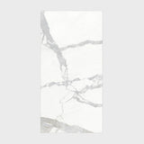 Large format Calacatta white marble-effect porcelain slab for luxury UAE interiors