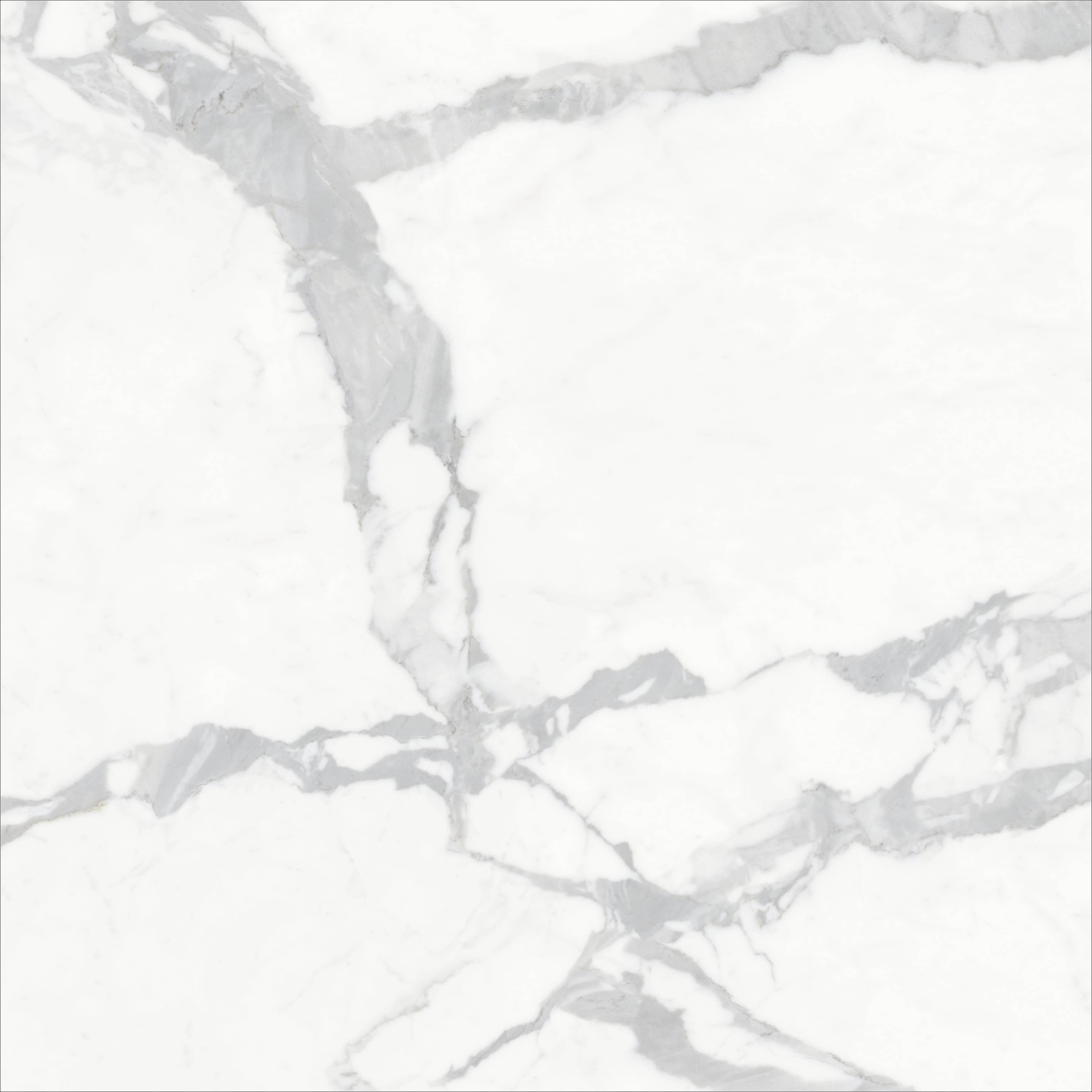 Close-up of Calacatta Extra slab showing dramatic marble vein pattern