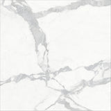 Close-up of Calacatta Extra slab showing dramatic marble vein pattern
