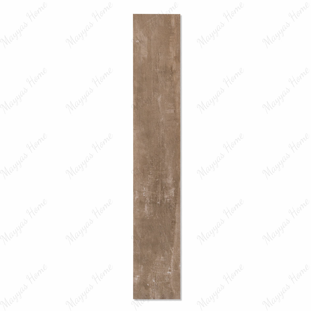 Speria Smoke weathered brown wood-look porcelain plank tile with rustic texture