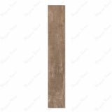 Speria Smoke weathered brown wood-look porcelain plank tile with rustic texture