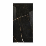 Vendome Royal porcelain slab flat view showing deep black marble surface with luxurious gold veining for UAE interior design