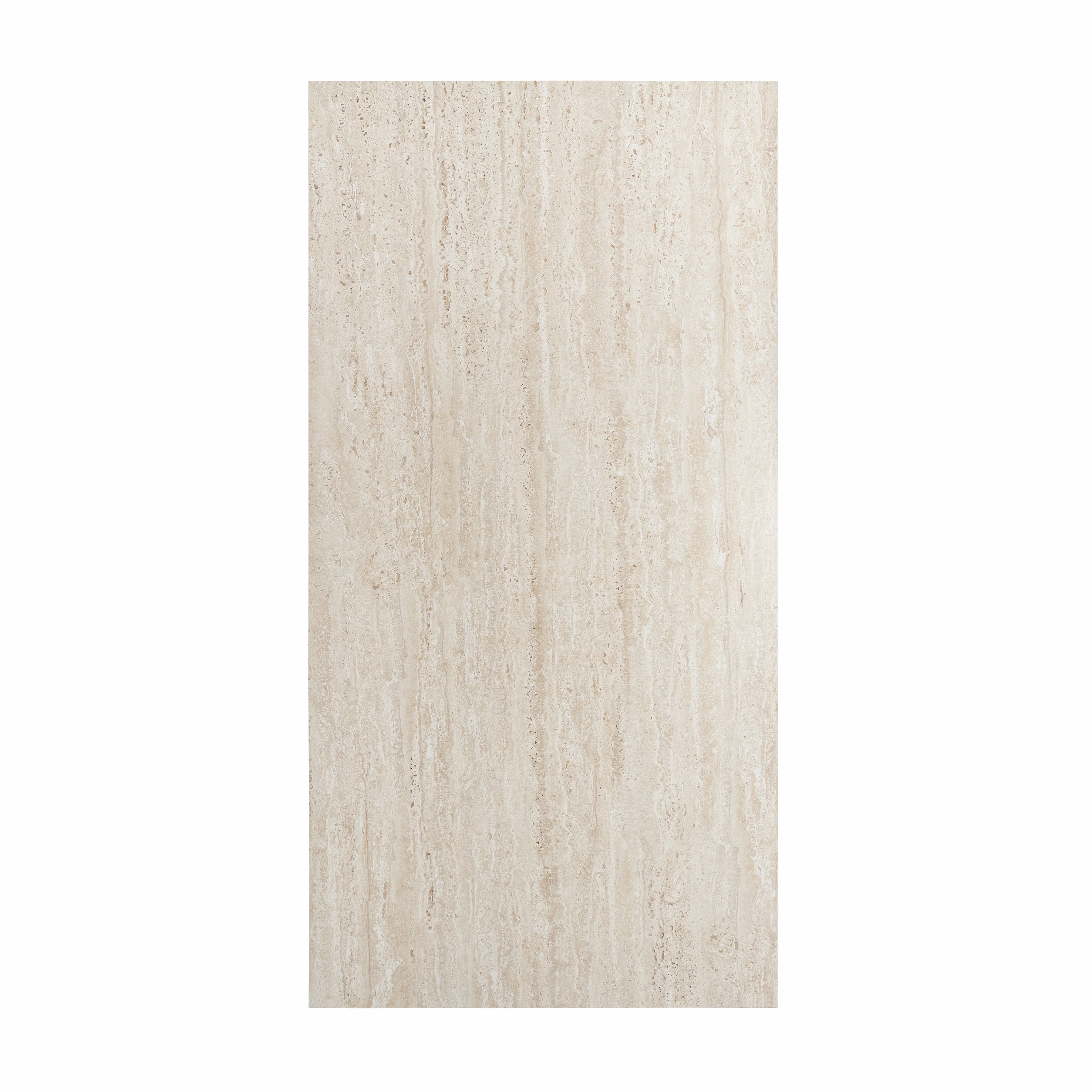 Travertino Real 120x240cm matt porcelain tile. Natural travertine stone look with a smooth matt finish, 09mm durable porcelain for walls and floors.