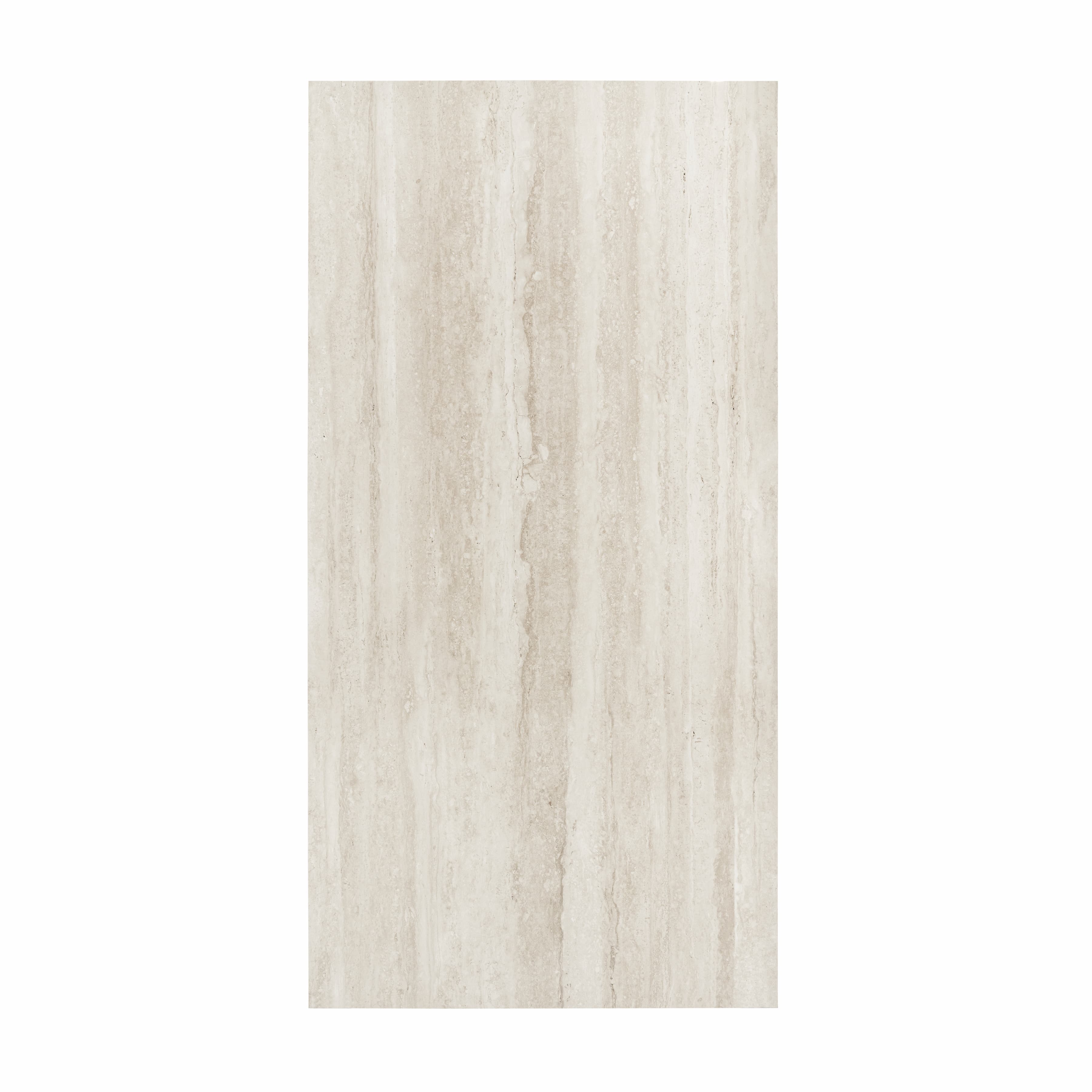 Travertine Vain Lait 120x240cm baby satin matt tile. Creamy travertine-inspired design with a soft finish, perfect for elegant modern interiors.