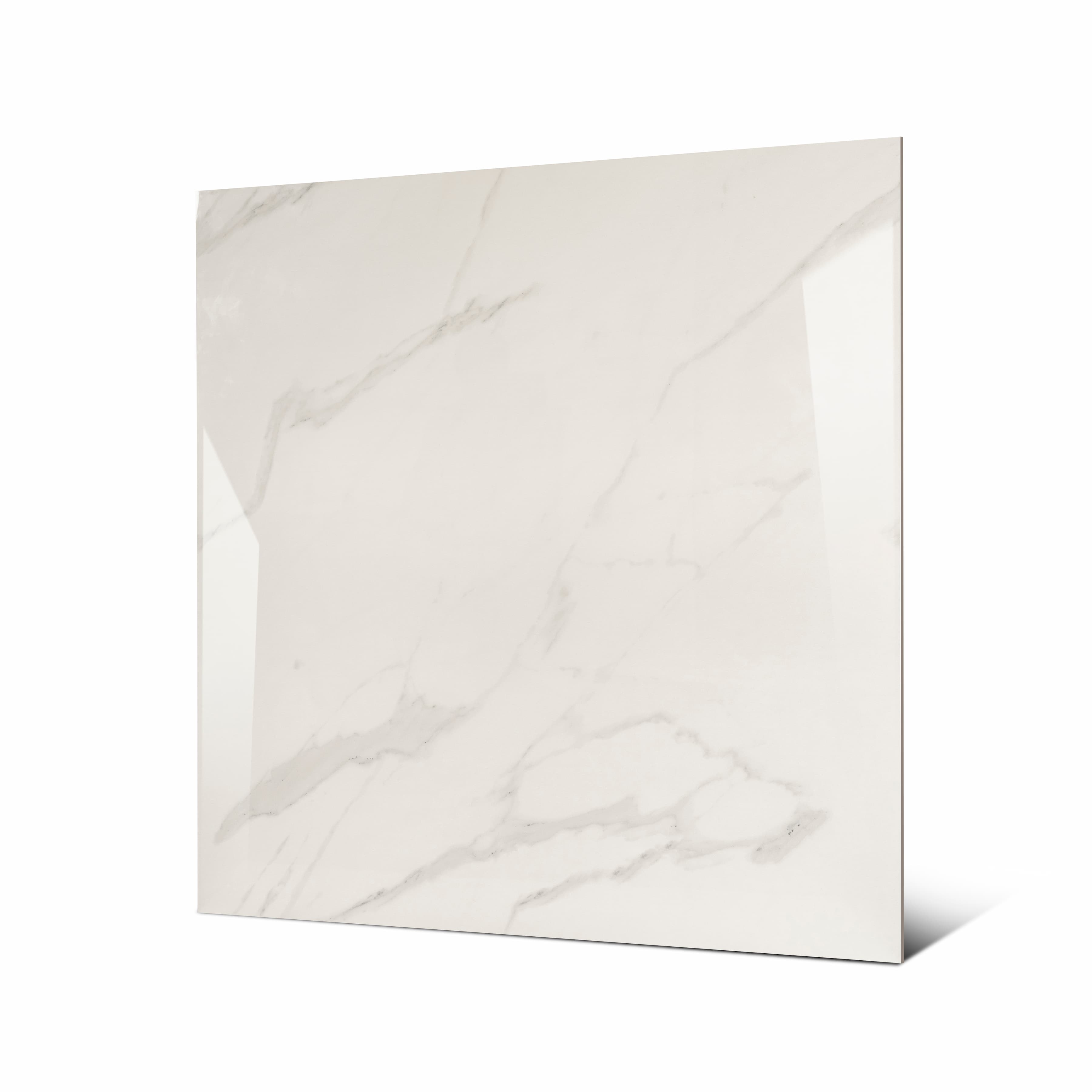 ELITE WHITE – 120x120cm glossy porcelain tile featuring premium white marble design. Large format tile perfect for elegant, durable flooring and wall applications.