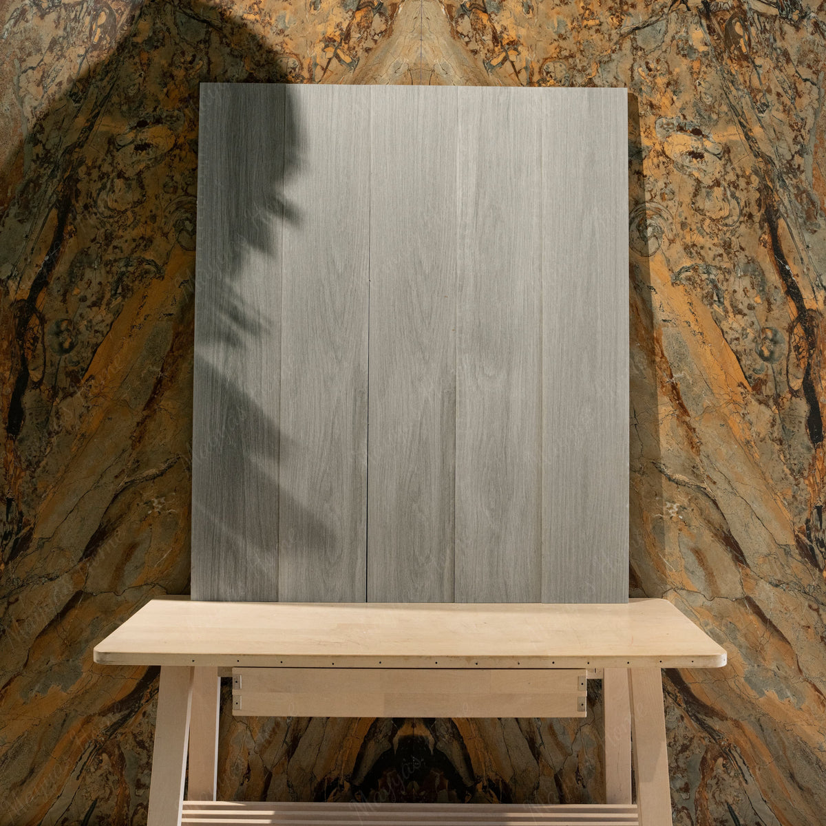 Durable grey wood-look porcelain tile for living room and bedroom floors
