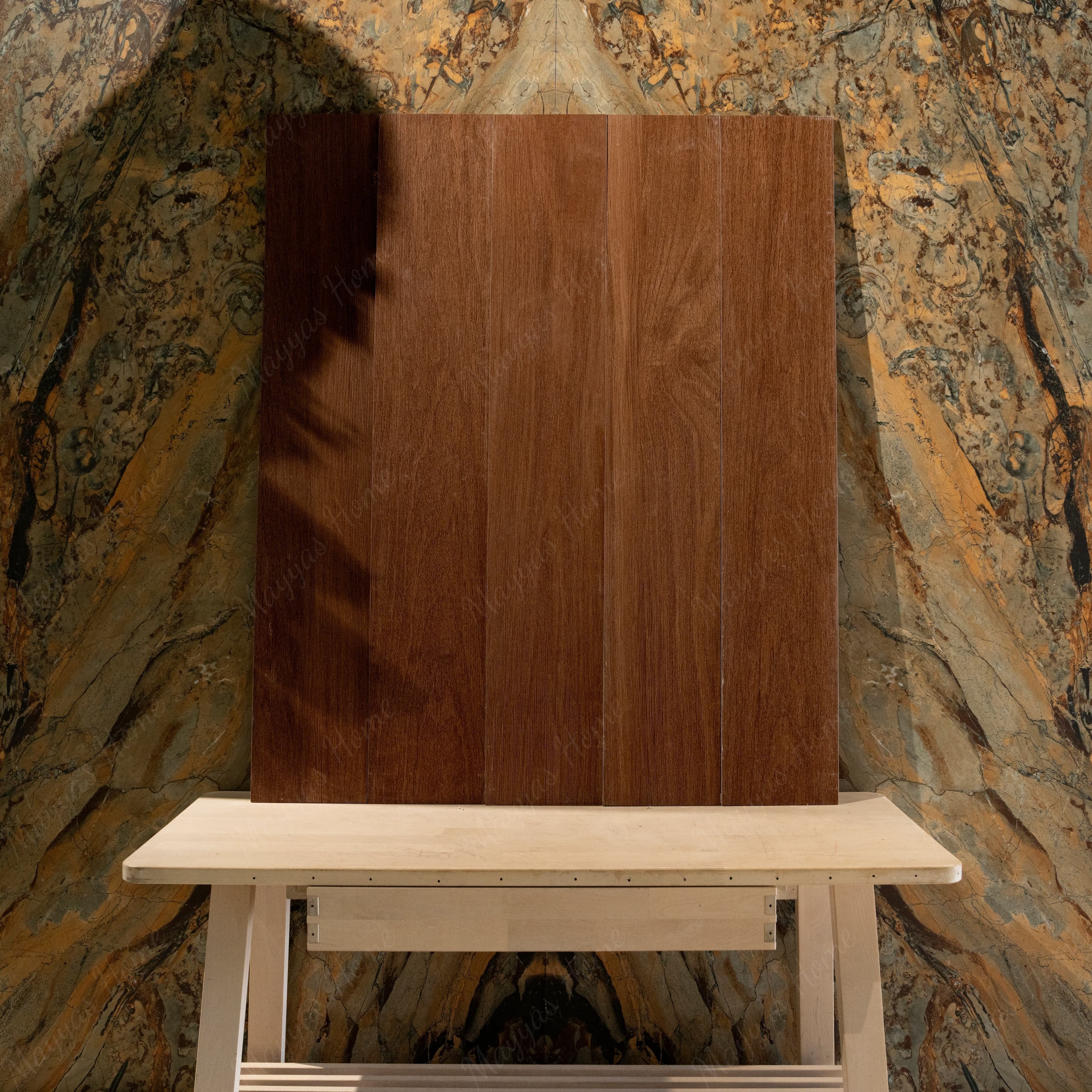 Durable bronze wood-look porcelain tile for living room and hallway floors