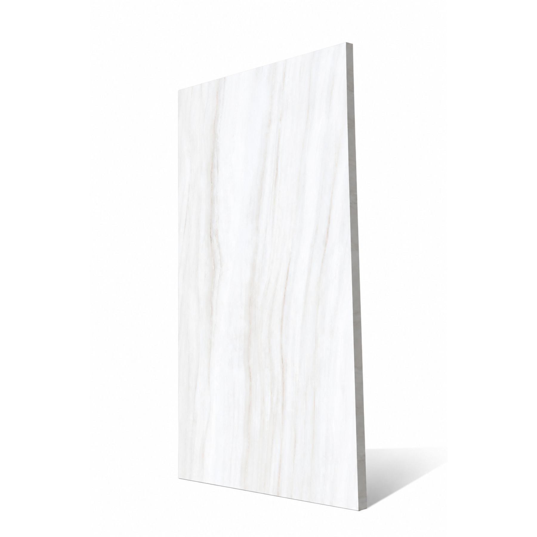 Aldorado Bianco Crystal Polish Colorbody porcelain slab 120x280cm, 9mm thick, with Random 03 marble look for premium floors, walls and interiors.