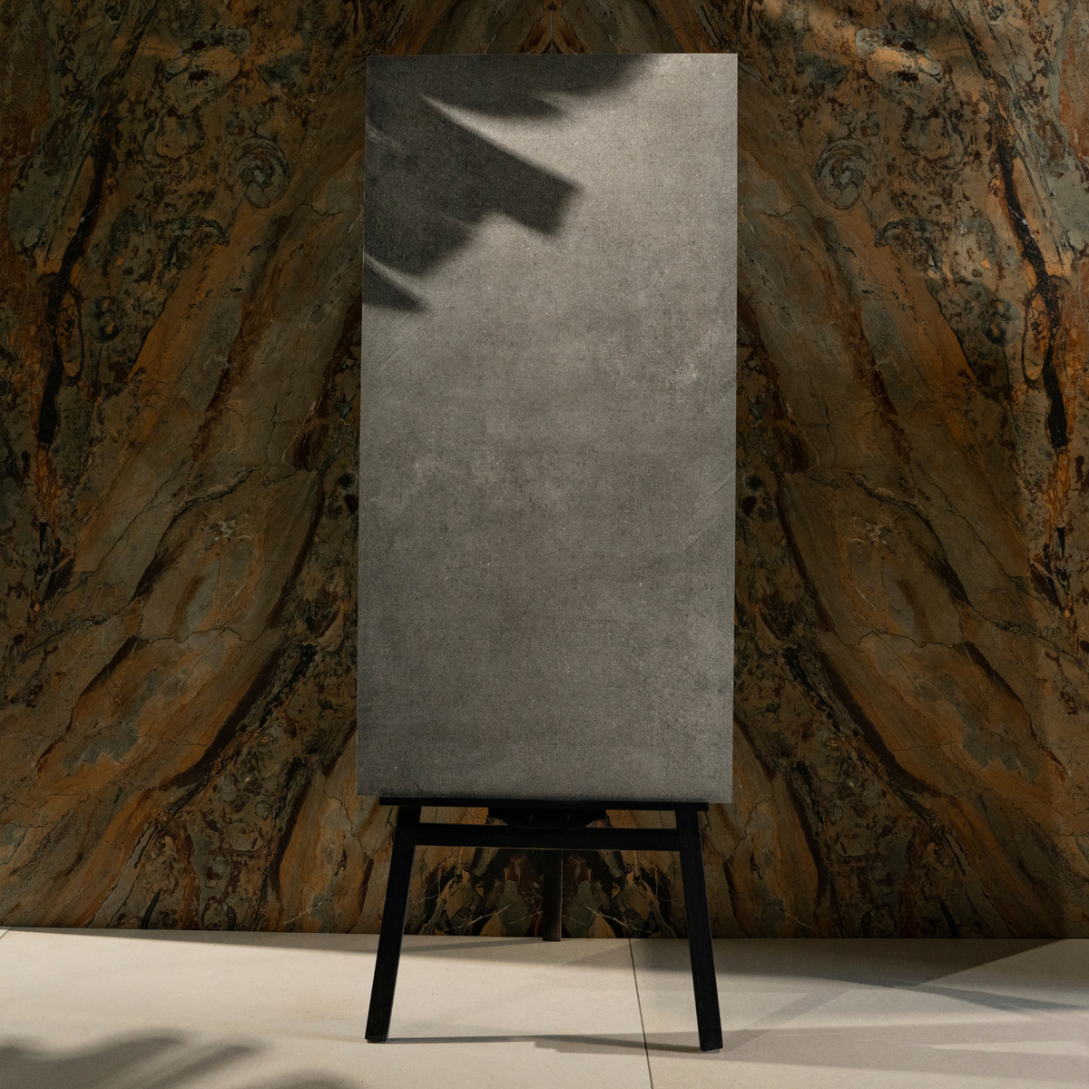 Aosta Grey porcelain tile 60x120cm 2mm thickness, grey stone look design, durable porcelain tile for modern floors and walls.
