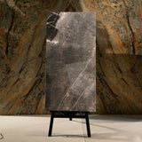 Armani Grey glossy marble effect porcelain tile 60x120cm with 9mm thickness features elegant grey tones and polished luxury finish.