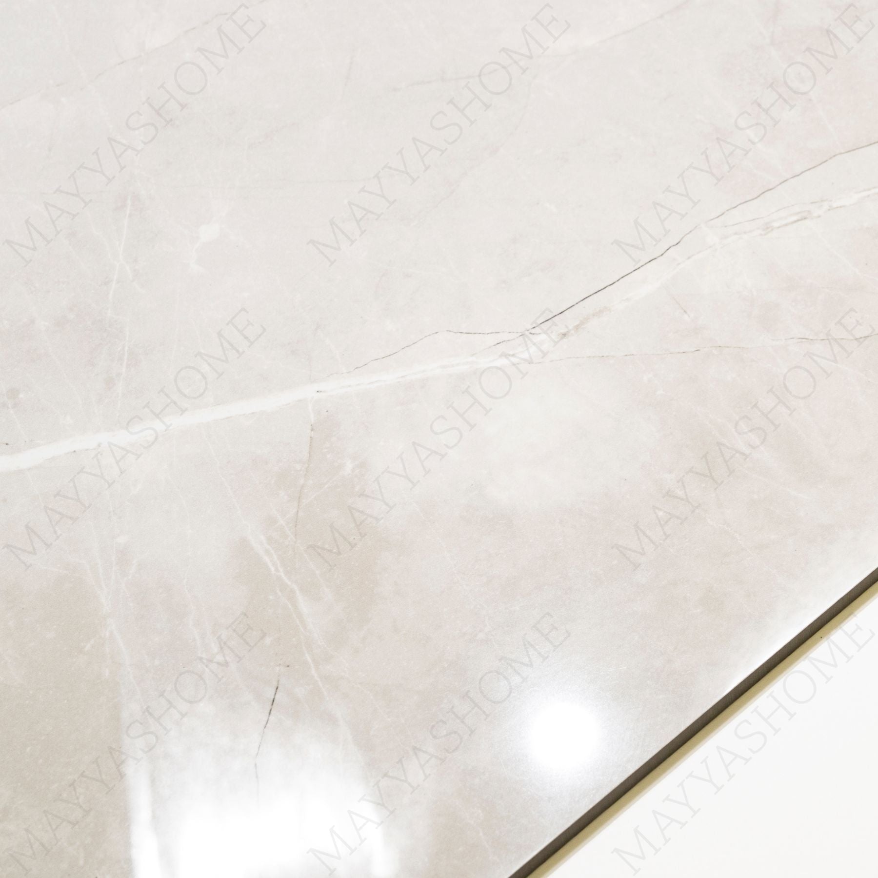Armani Grey glossy marble effect porcelain tile 60x120cm with 9mm thickness features soft grey tones, elegant veining and polished finish for luxury interiors.