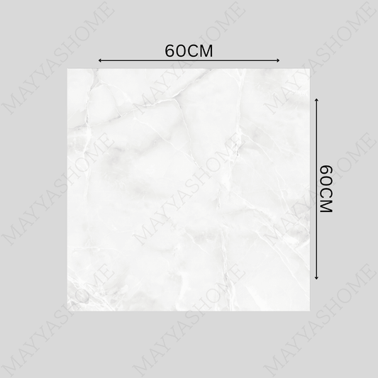 BELL ONYX BIANCO 60x60cm Glossy Porcelain Tile – 09MM White Onyx Look 1800