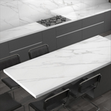 Bianco Carrara white glossy porcelain tile with elegant grey marble-look veining