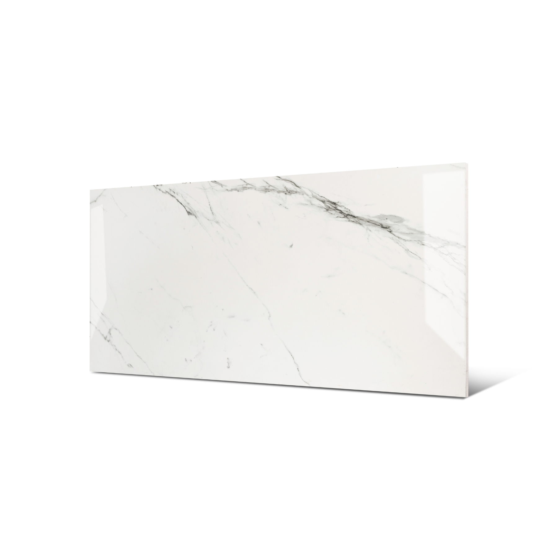 CRSM 117 tiles (80x160cm, 9mm) feature a polished surface with a sleek and modern design. Suitable for both floors and walls, these tiles are perfect for adding a touch of elegance to any indoor space. 