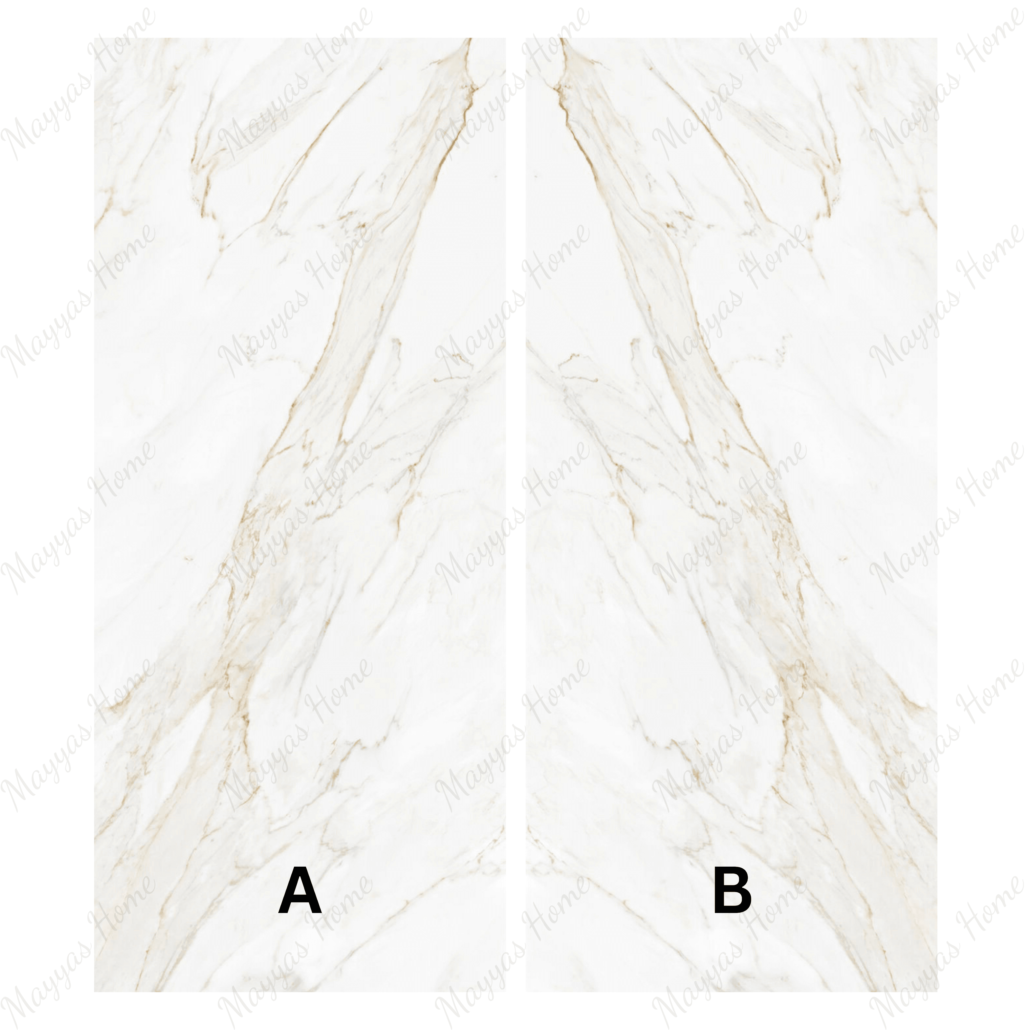 Calacatta Borghini 120x320cm glossy book-match porcelain slab with bold veining. Perfect for luxury walls, floors, and statement interiors.