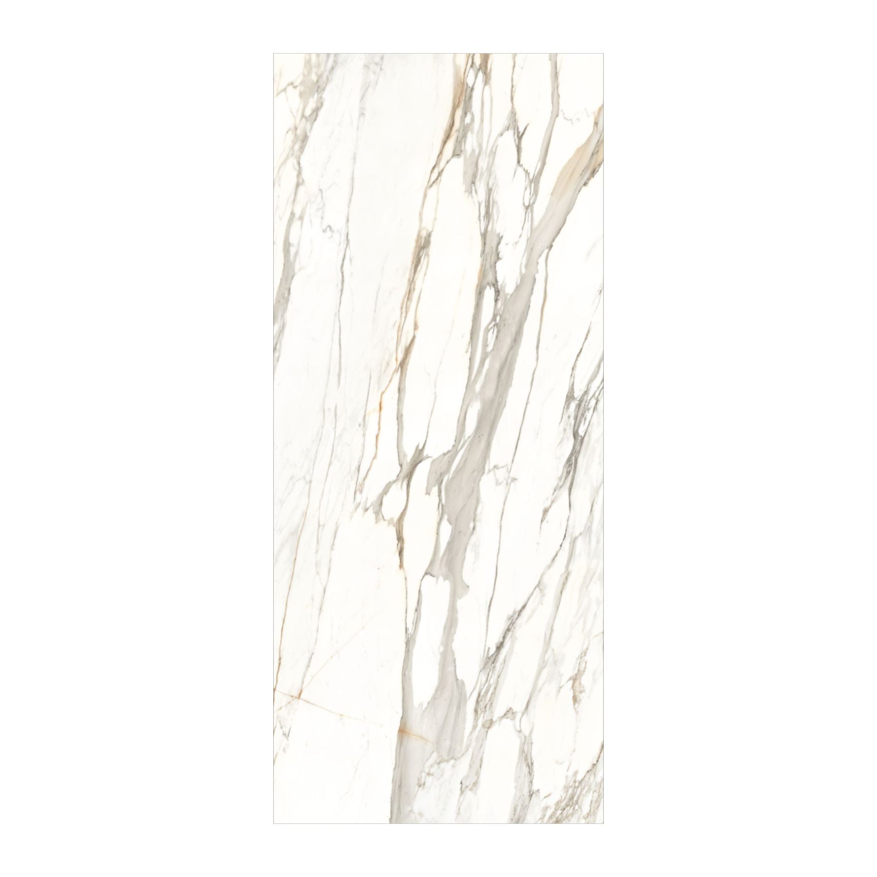 Calacatta Jewel Crystal Polish Colorbody porcelain slab 120x280cm, 9mm thick, with Random 03 Calacatta marble look for premium floors, walls and interiors.
