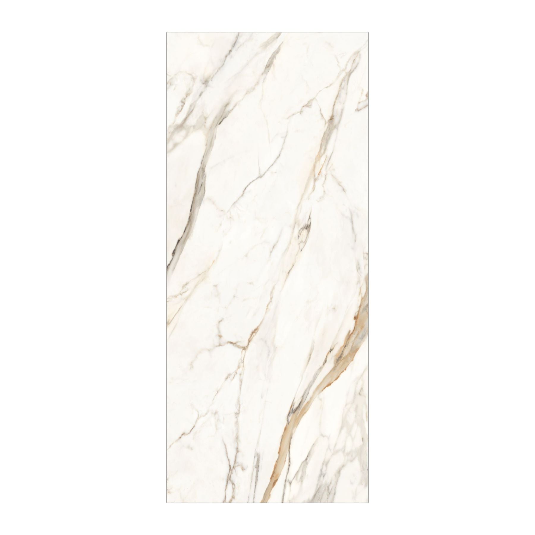 Calacatta Nuvo Bookmatch Crystal Polish Colorbody slab 120x280cm, 9mm thick, with Random 02 marble design for premium floors, walls and statement interiors.