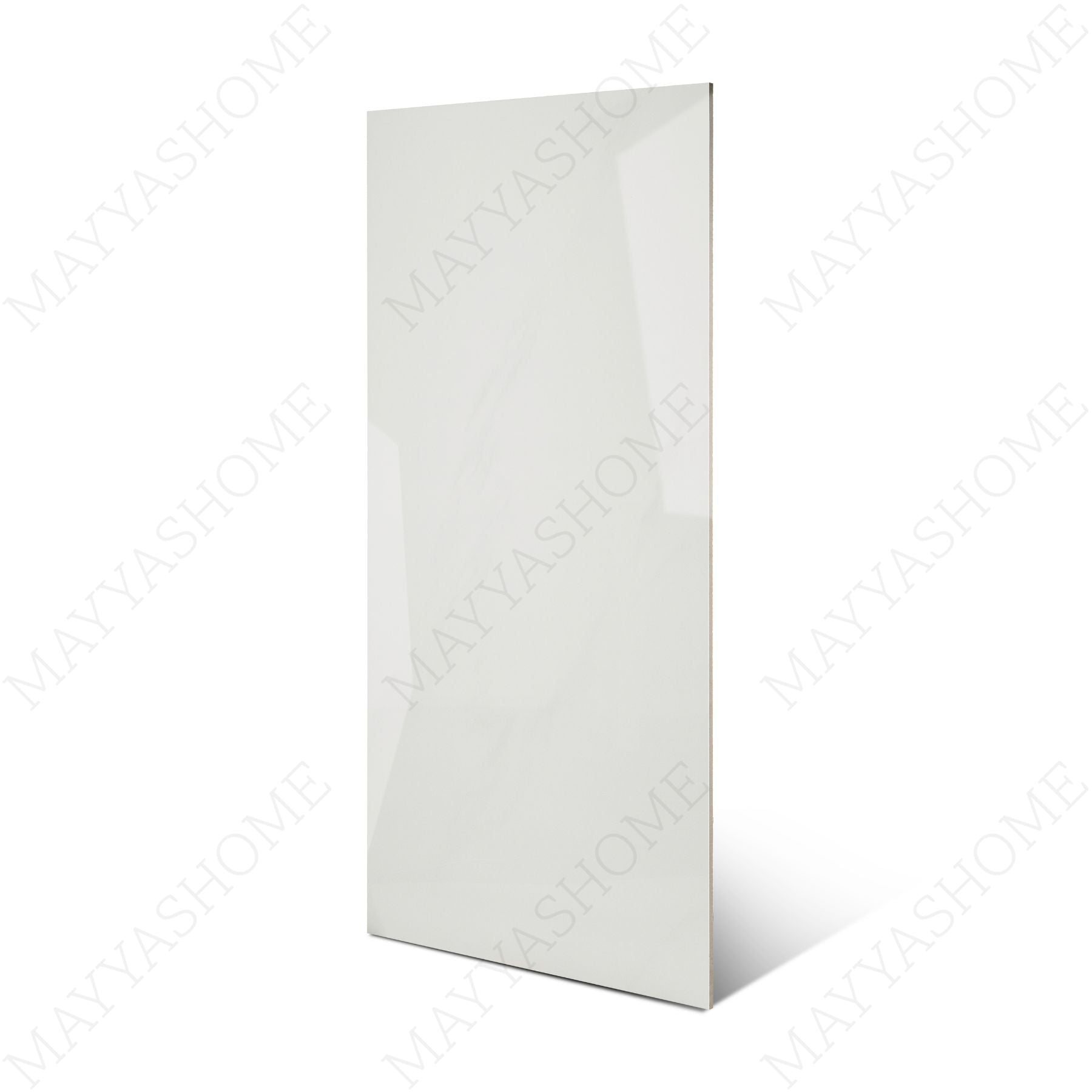 Carara Grey glossy marble effect porcelain tile 60x120cm with 9mm thickness features soft grey tones, subtle veining and polished finish.