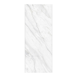 Carrara White glossy large-format porcelain tile with soft grey marble veining in 80x320cm size