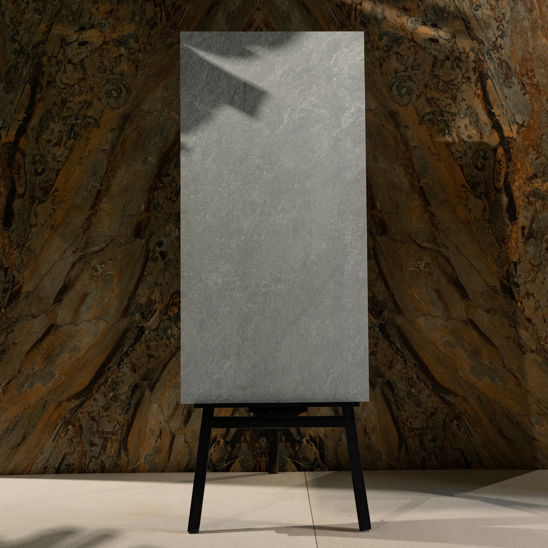 Classic Grey porcelain tile 60x120cm 2mm thickness, grey stone look design, durable porcelain tile for modern floors and walls.