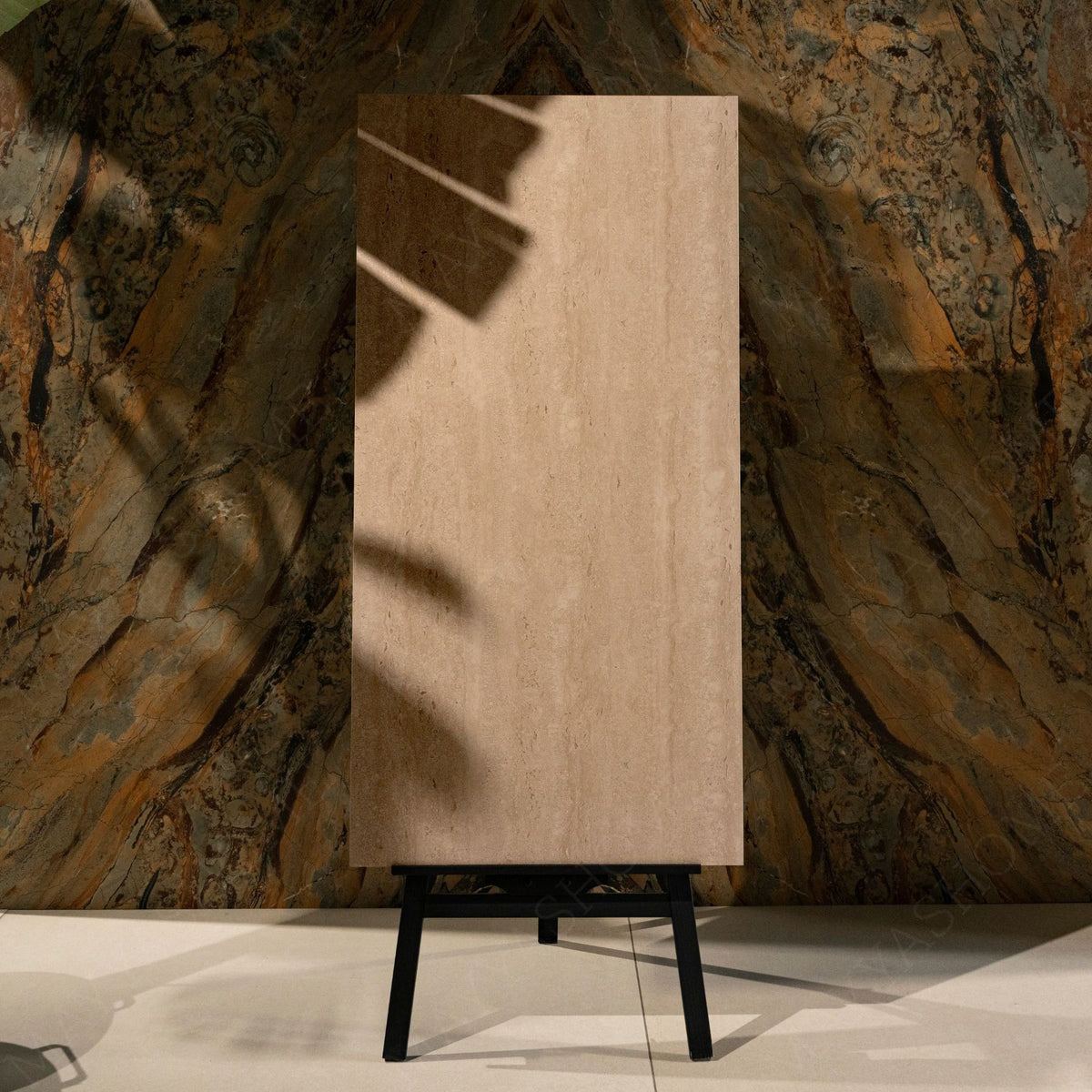 Classic Travertine Beige matt stone effect porcelain tile 60x120cm with 9mm thickness offers warm, natural elegance.