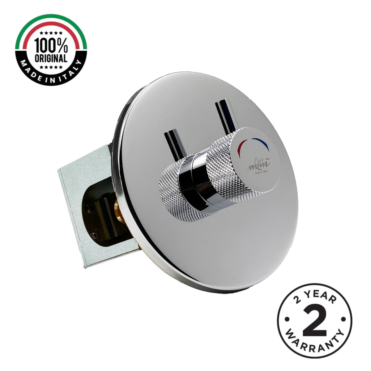 Extended built-in timed shower tap with 15–25 second push-button control, installation box and anti-vandal protection for commercial and public facilities.