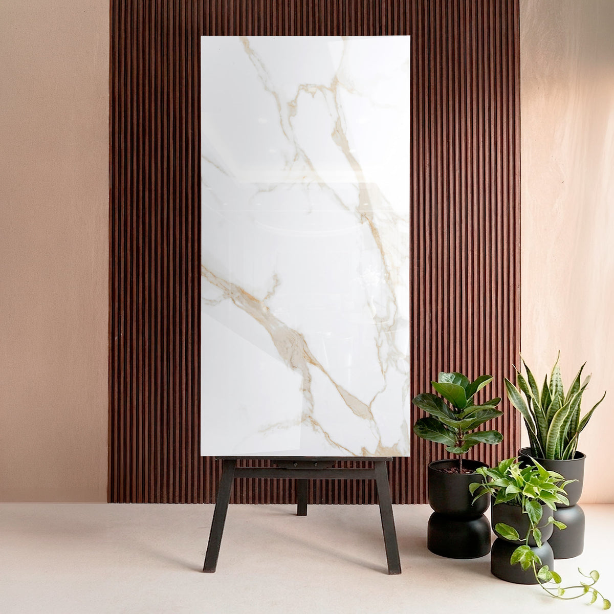 Fabula Beige Polished Limestone Look Glossy Porcelain Floor & Wall Tile 60x120cm 9mm Thickness