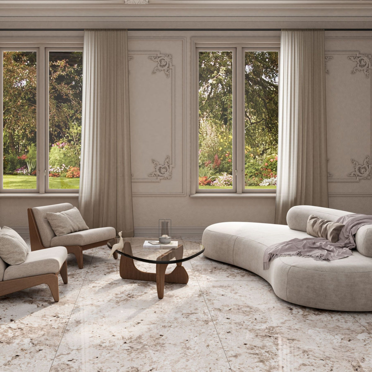 Fantastic White Sparkle Colorbody porcelain slab 120x280cm, 9mm thick, with a high-shine luminous surface for bright floors, walls and modern interiors.