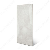 Fur Ice glossy marble effect porcelain tile 60x120cm with 9mm thickness features icy white base, soft grey texture and polished finish.