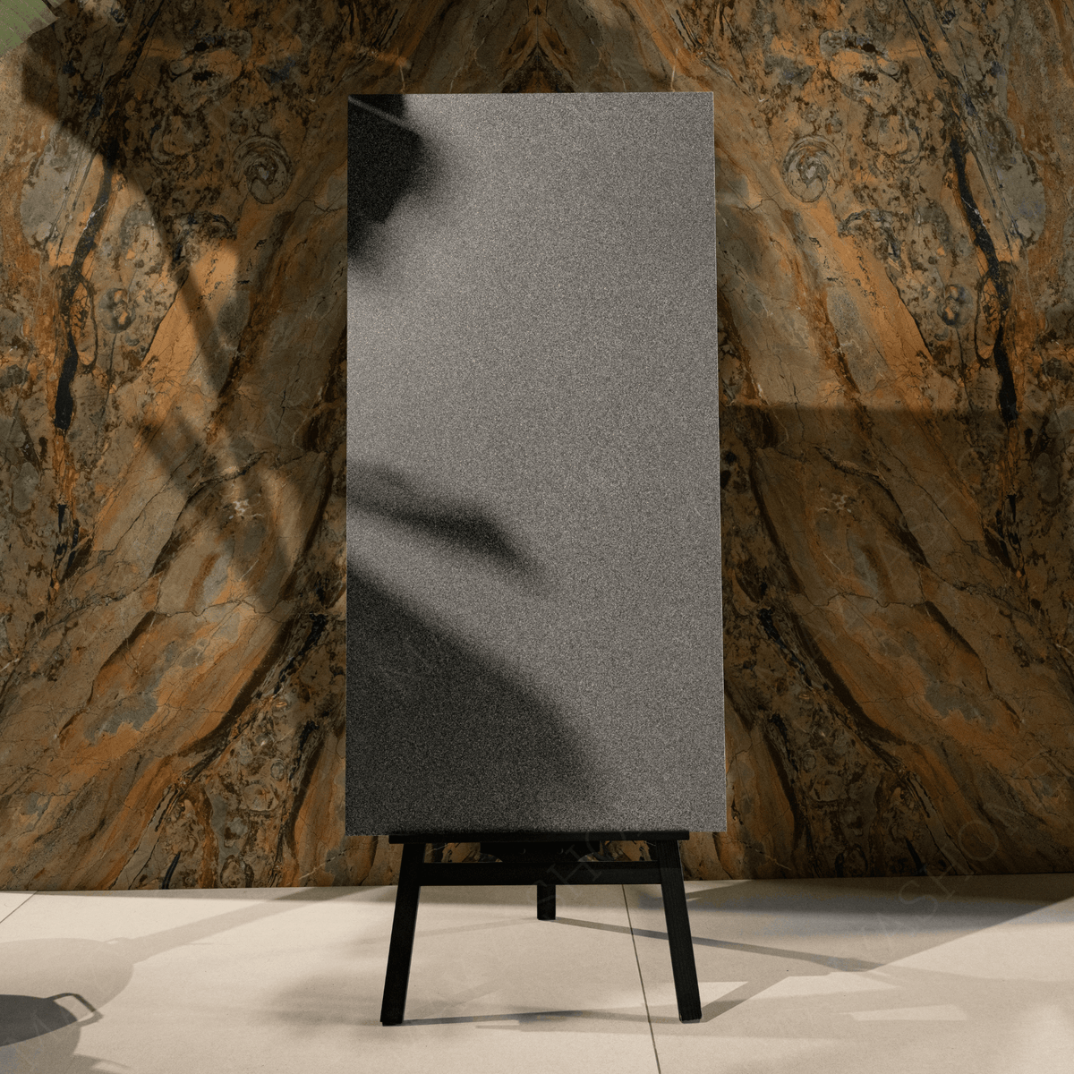 Graphite Storm porcelain tile 60x120cm with 9mm thickness, dark marble look, durable porcelain, ideal for floors and walls.