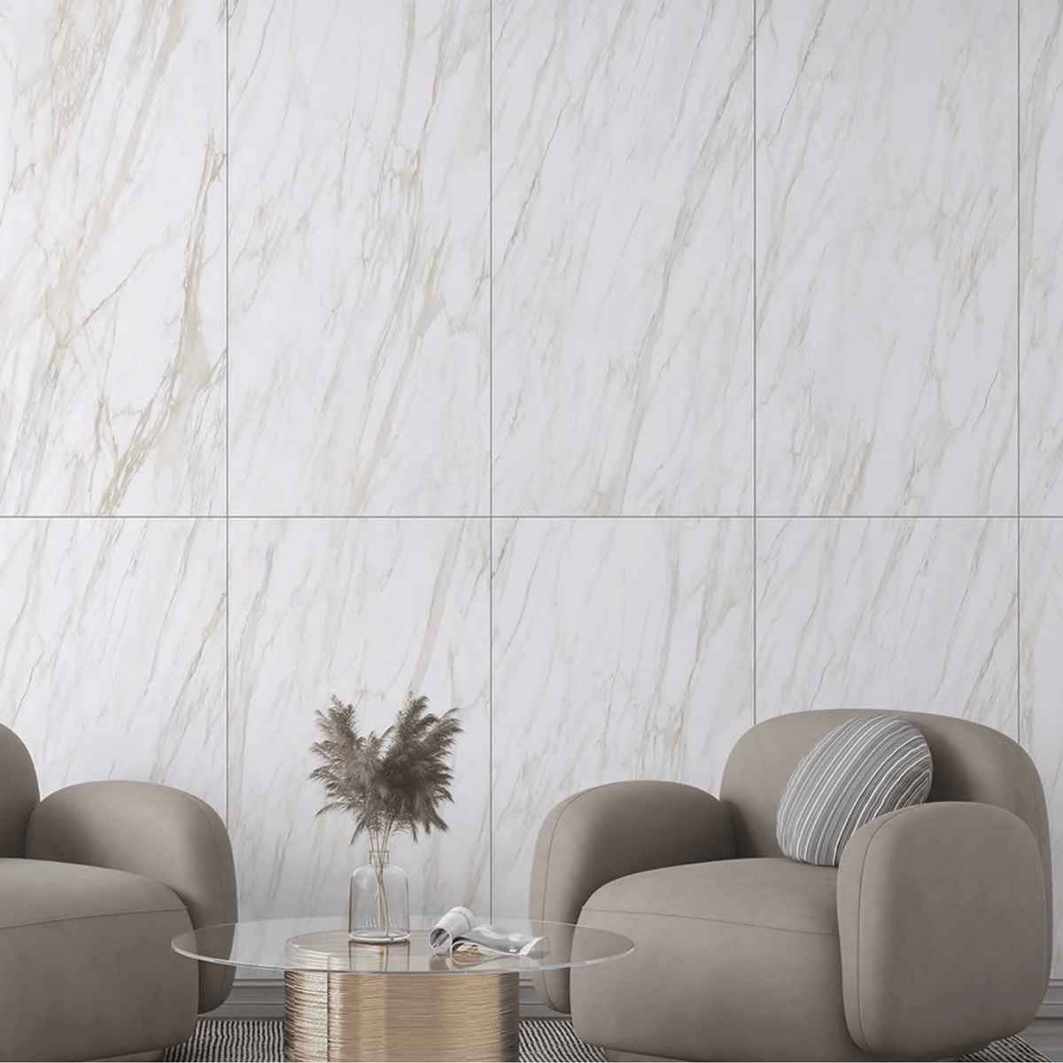 Hore Statuario 120x240cm matt porcelain tile with 09mm thickness. White marble look with soft grey veins, elegant matt finish for walls and floors.
