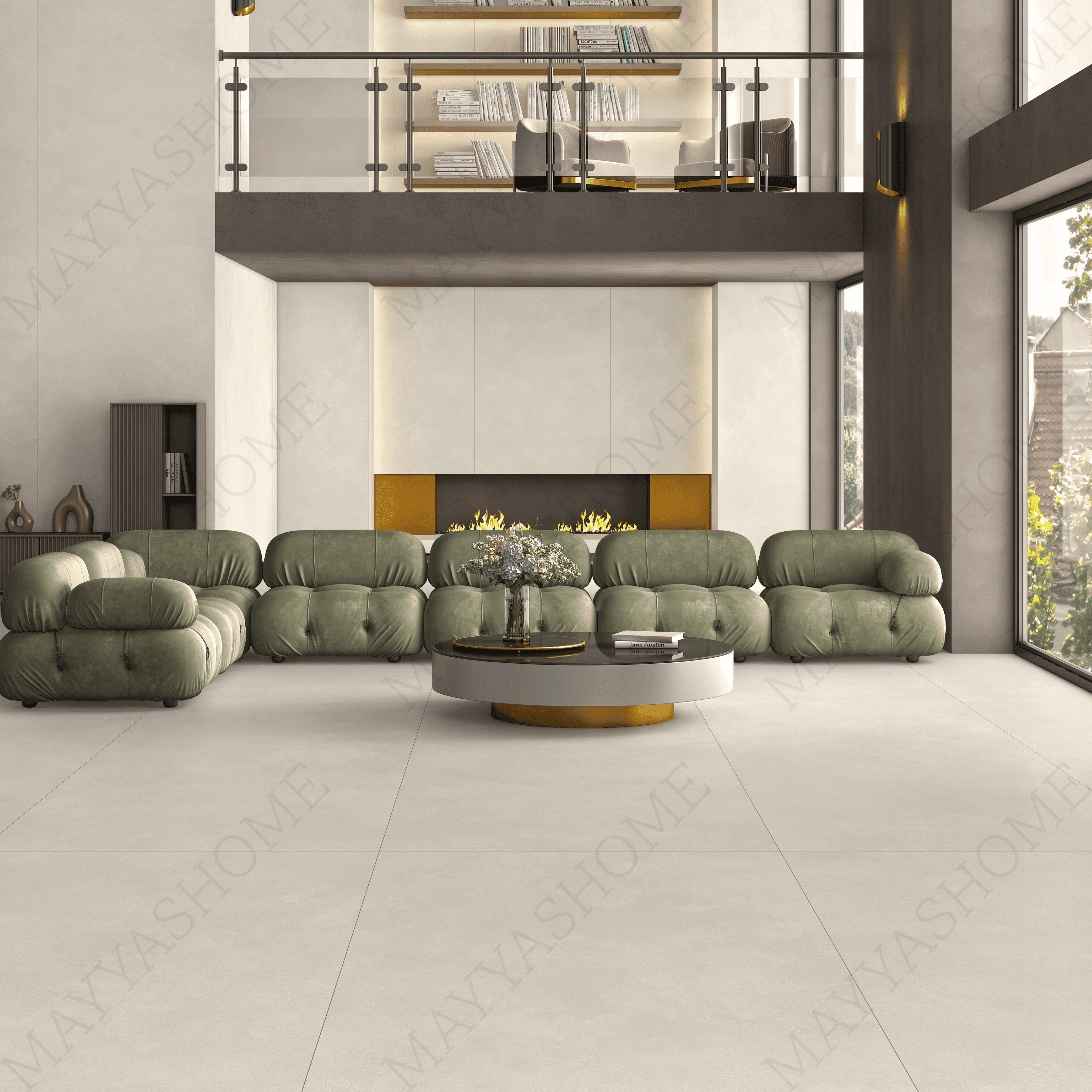 ICONA BIANCO 120x278cm white stone look tile with refined texture and a sleek matt finish. A premium large format tile for contemporary interiors.
