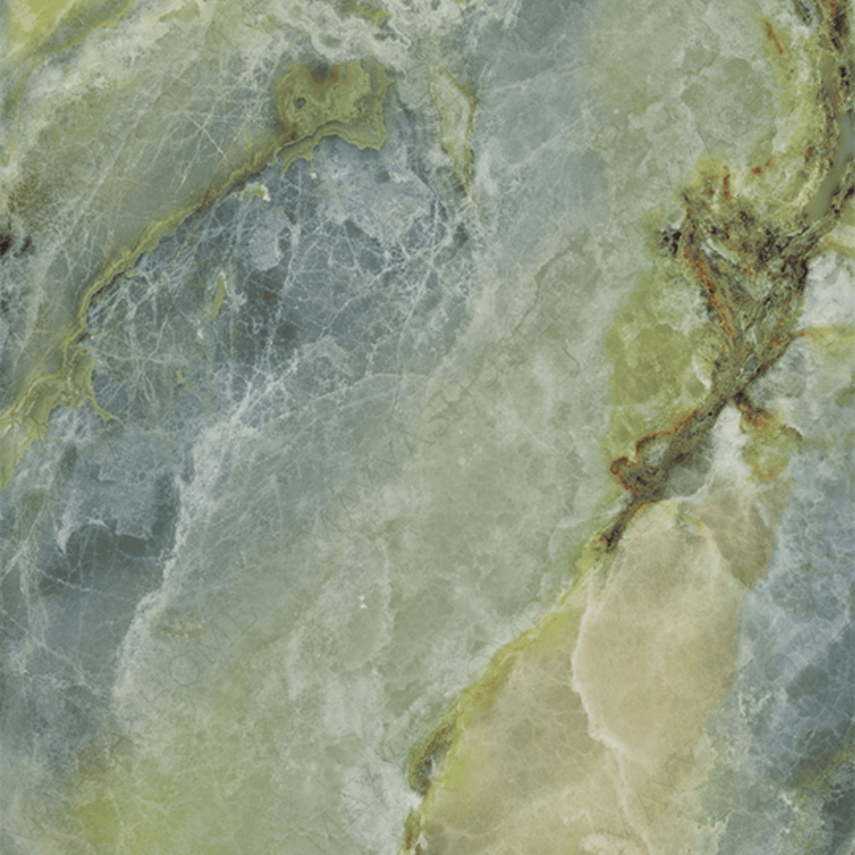 IRISH GREEN 120x278cm book match marble look tile in glossy finish. A bold large format tile for luxurious and modern interiors.