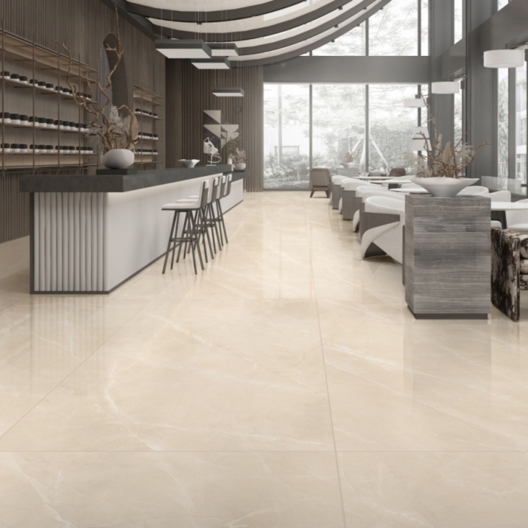 Imperio Armani Sun matt porcelain slab in 120x280cm with 6mm thickness, offering a refined marble look for premium floor, wall and contemporary interiors.
