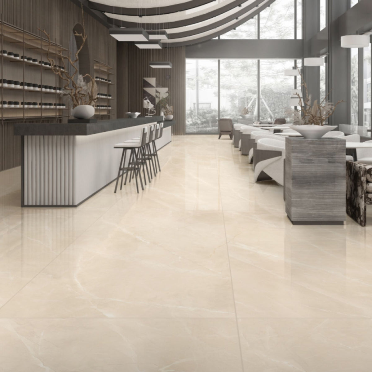 Imperio Armani Sun matt porcelain slab in 120x280cm with 6mm thickness, offering a refined marble look for premium floor, wall and contemporary interiors.