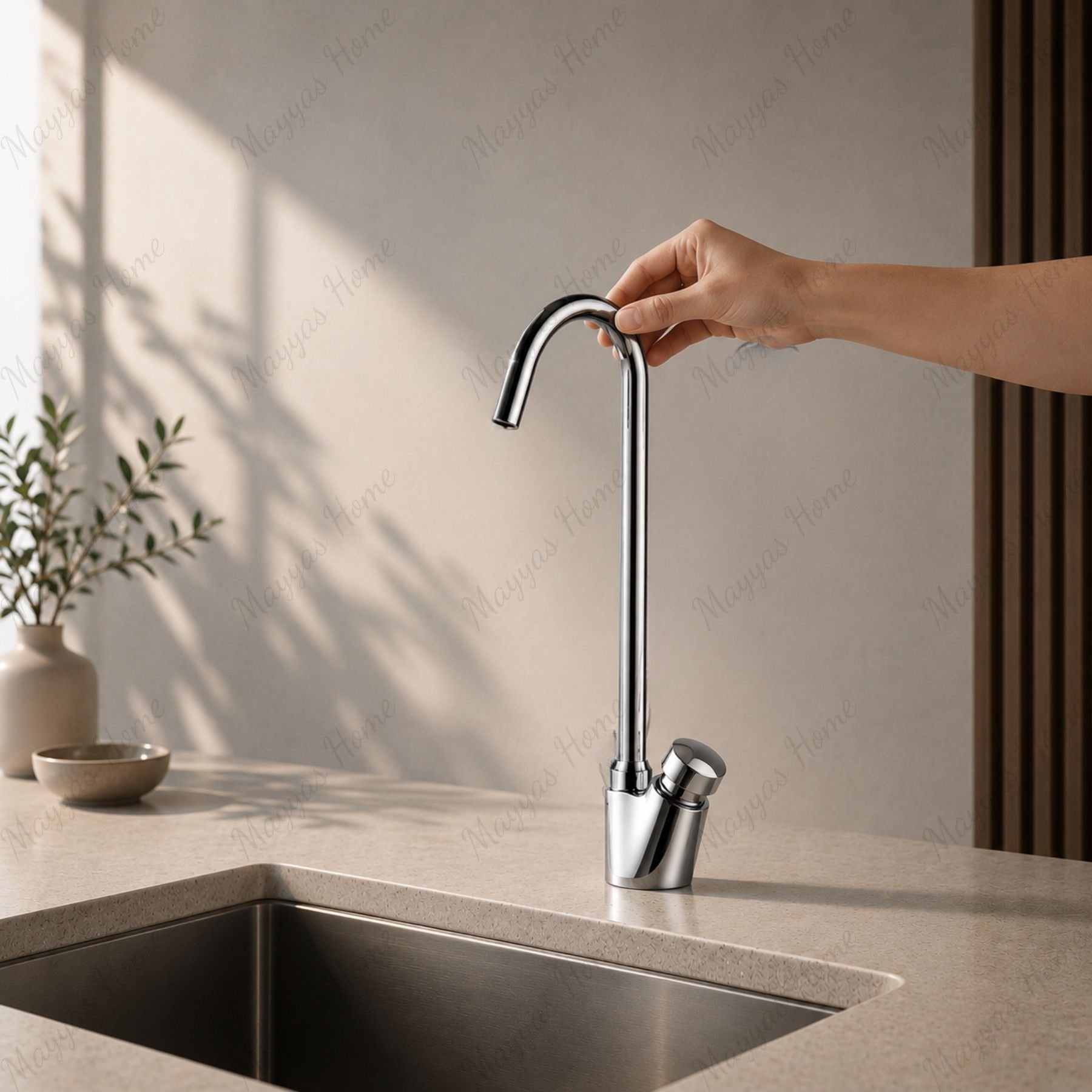 Instant water drinker with swivel spout, flow regulation screw and G3/8 or G1/2 connections. Ideal for schools, hospitals and public facilities across UAE.