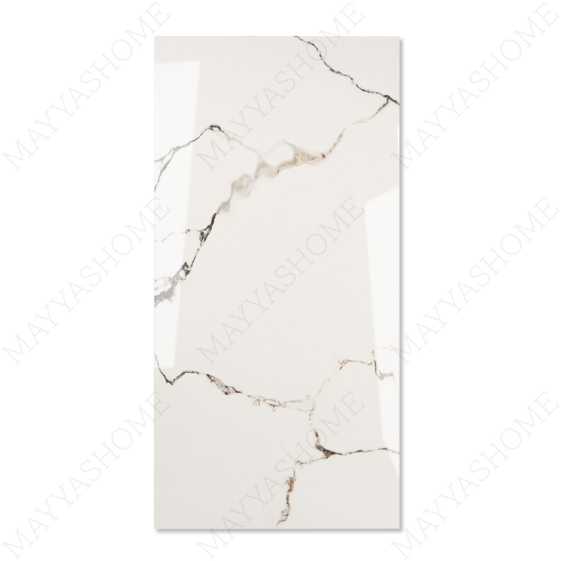 Ivory Crackle glossy porcelain tile 60x120cm with 9mm thickness features warm ivory tones, decorative crackle pattern texture and elegant polished finish.