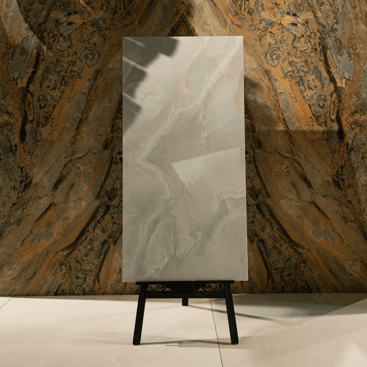 Ivory Flow porcelain tile 60x120cm 9mm thickness, beige marble look design, durable porcelain tile for elegant floors and walls.