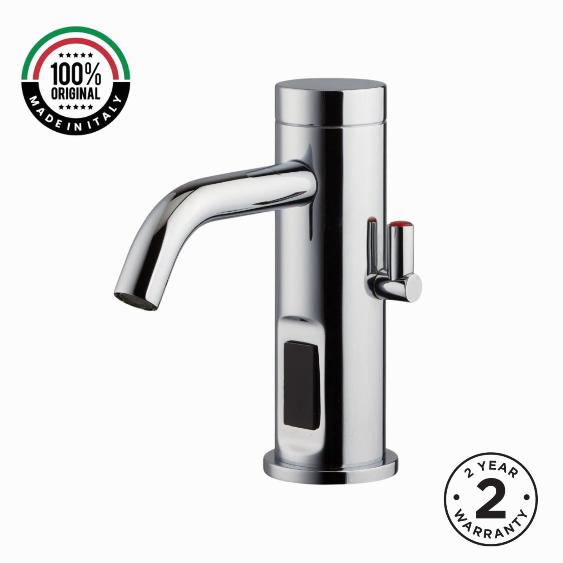 Luxury battery-powered electronic sink mixer tap with above-counter installation and smart water-saving flow control.