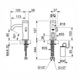 Luxury battery-powered electronic sink mixer tap with above-counter installation and smart water-saving flow control.