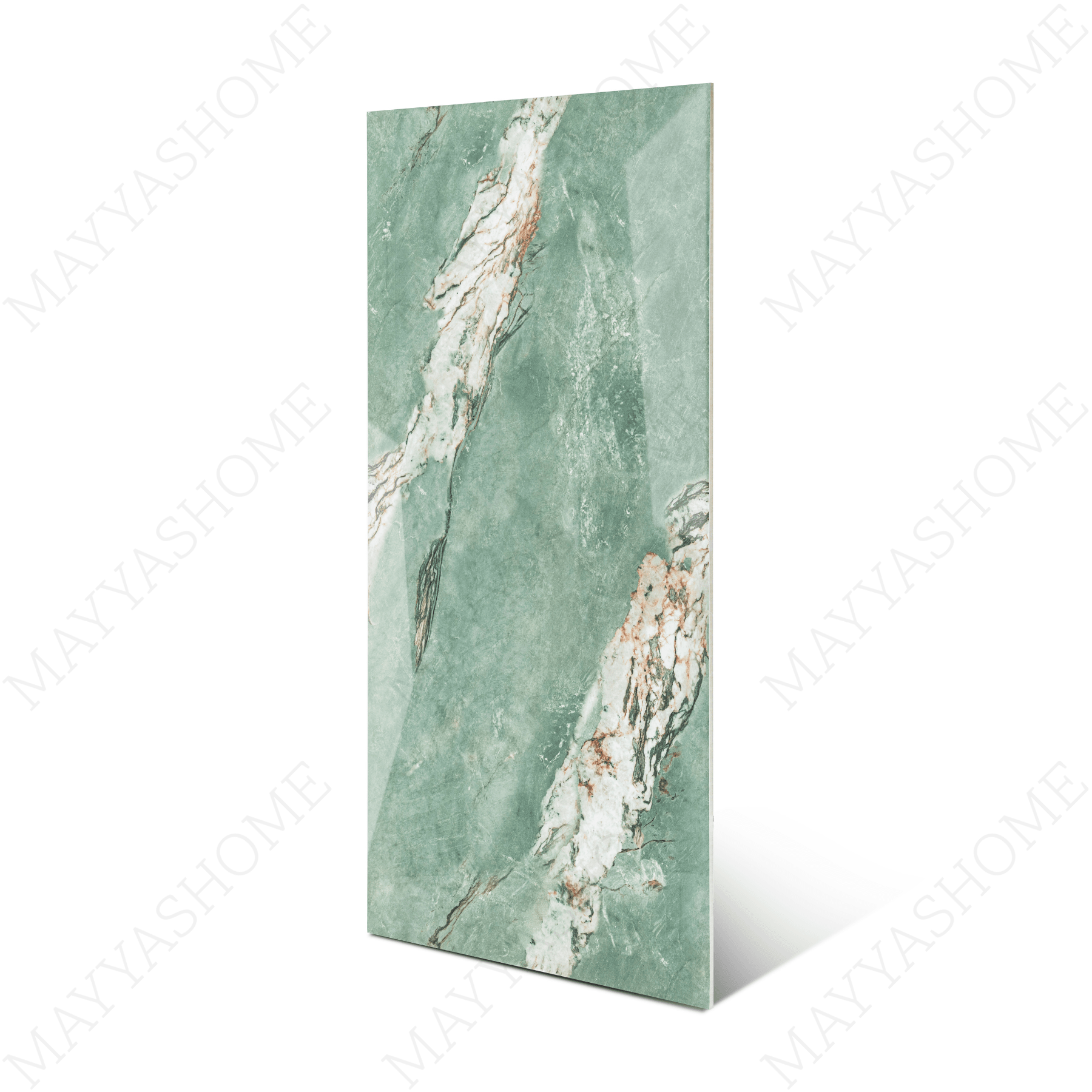 Malachite porcelain tile 60x120cm 9mm thickness, green marble look design, durable porcelain, ideal for luxury floors and feature walls.