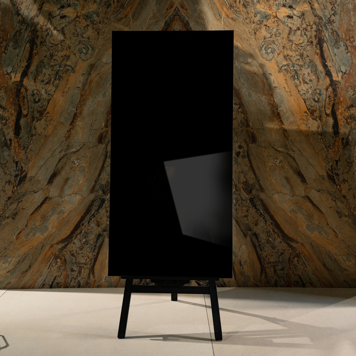 Midnight Shadow plain black porcelain tile 60x120cm 9mm thickness, durable and modern design, ideal for luxury floors and walls.