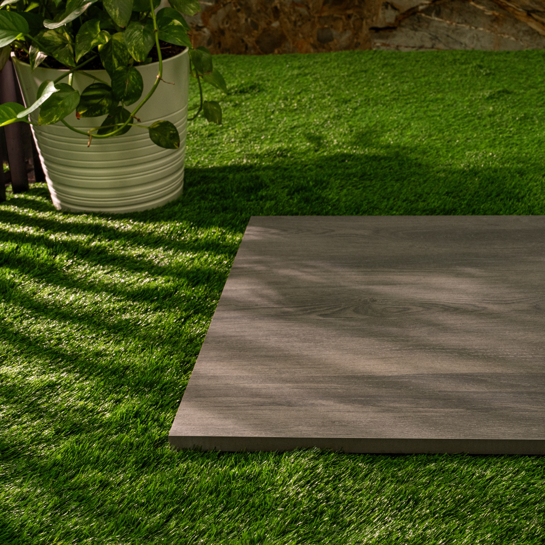 Mountain Caffe porcelain tile 60x120cm 2mm thickness, brown stone look design, durable porcelain tile for warm modern floors and walls.