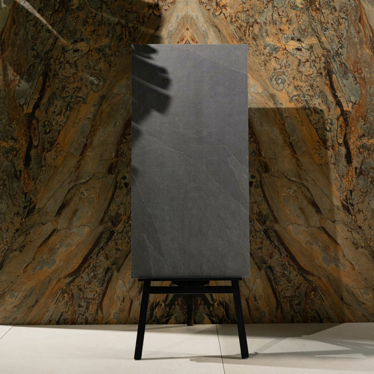 New Brazilian Black matt porcelain tile 60x120cm x 2mm featuring a bold natural stone look, durable large format surface ideal for modern floors and stylish interior walls.