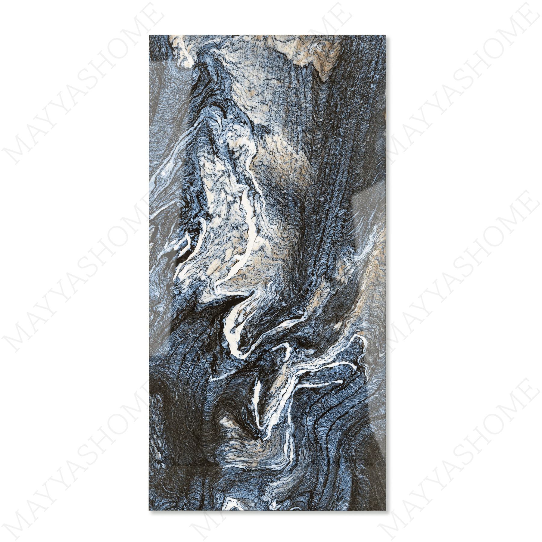 Olympos Azul porcelain tile 60x120cm 9mm thickness, blue marble look design, durable porcelain tile for luxury floors and walls.
